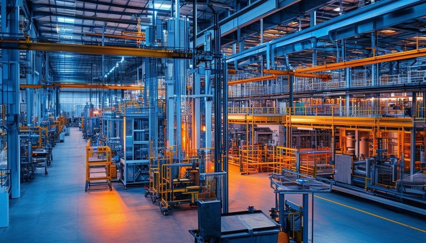 Please create an image depicting OT Security with a manufacturing site