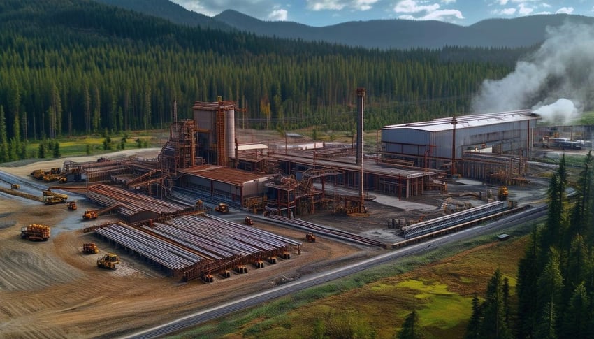 Please create an image of a production factory in forestry industry-1