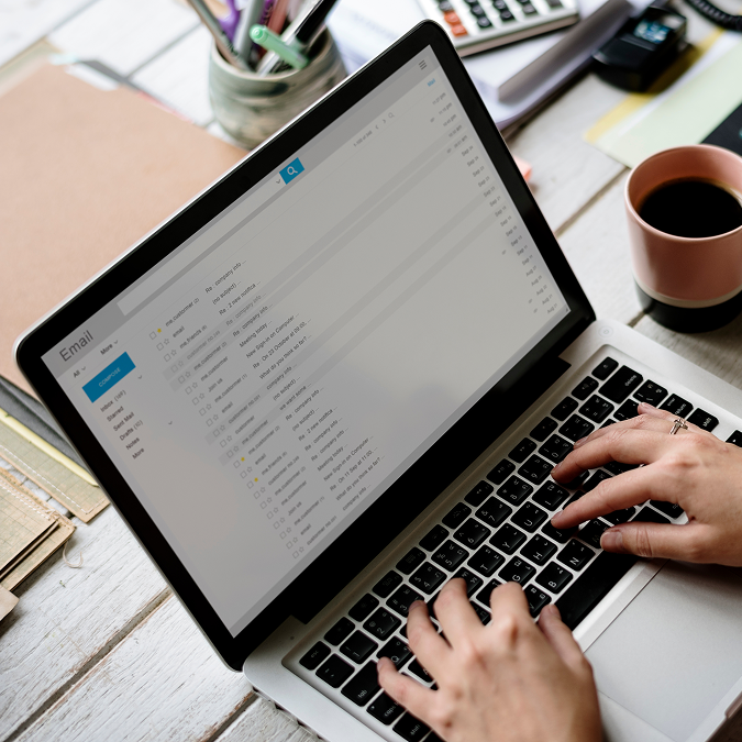 A person checking email