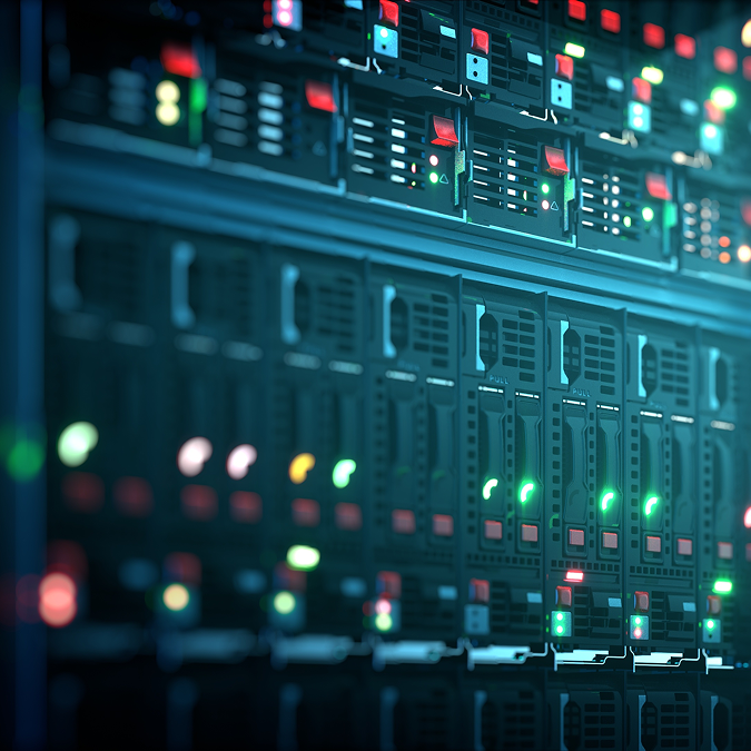 Close up of active servers