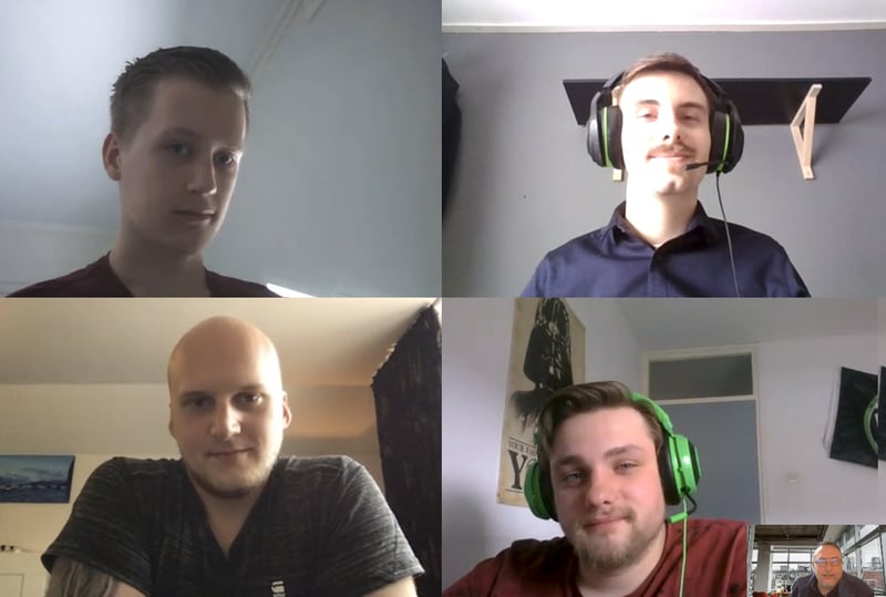 Students in an online meeting