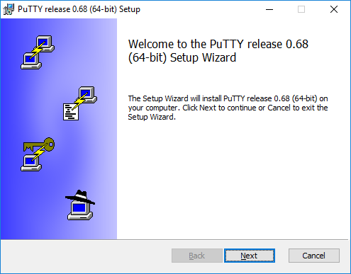 PuTTY installer has started