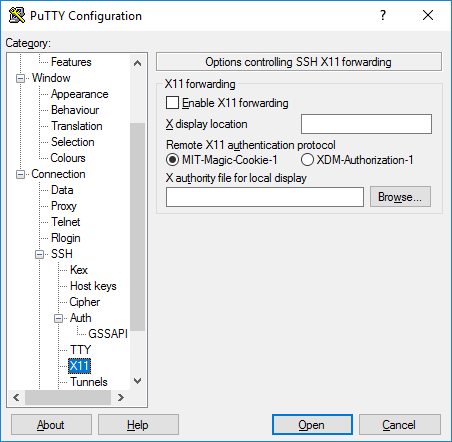 X11 forwarding options for use with Xming