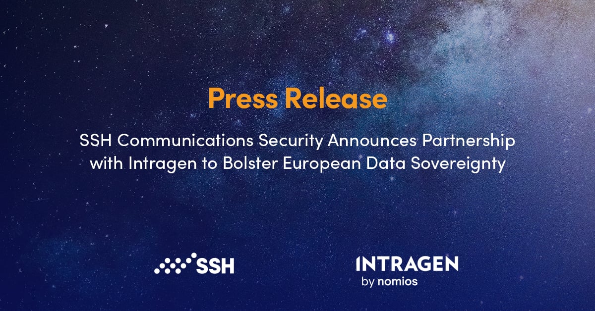 SSH Communications Security Announces Partnership with Intragen to Bolster European Data Sovereignty